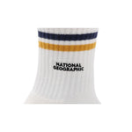 NATGEO STRIPE MIDDLE SOCKS ถุงเท้าสำหรับผู้ชายและผู้หญิง - Rev Online